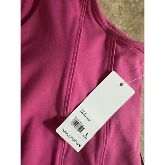 NWT Yogalicious M L Two Piece Outfit Set Top Shorts Raspberry Rose Soft - Picture 5 of 7